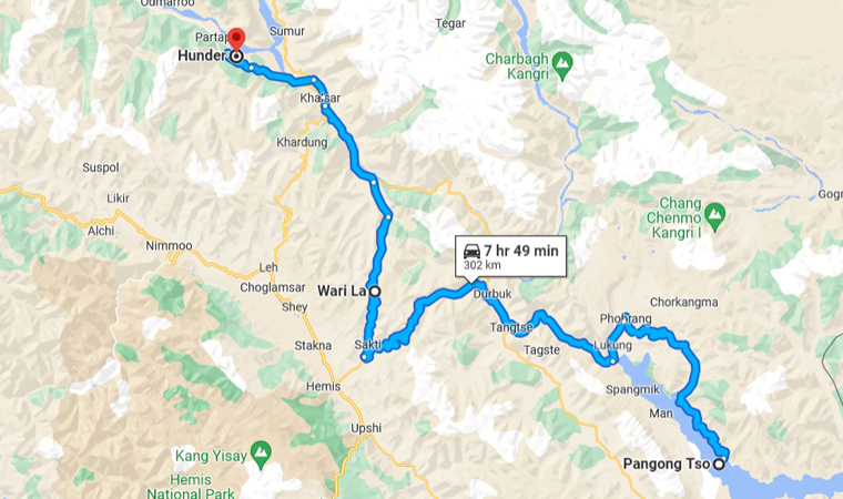 How to Reach The Ladakh Cottage Pangong from Hunder via Wari La